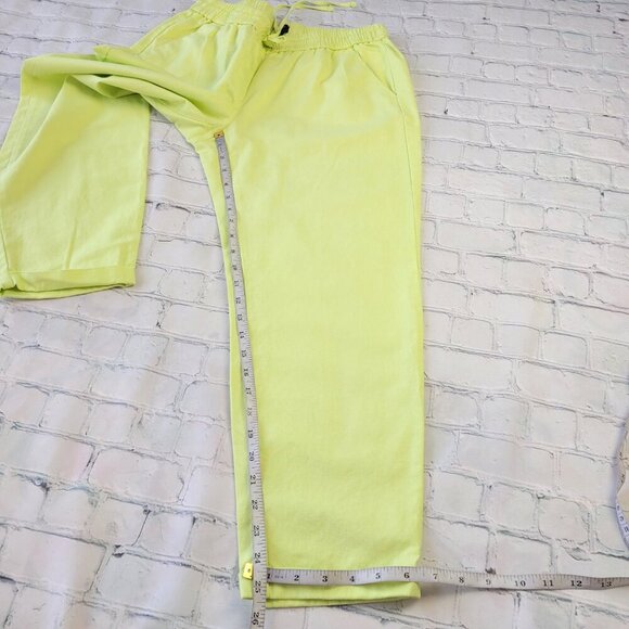 J.Crew factory bright neon yellow linen cotton blend pants size 8 - Picture 5 of 12